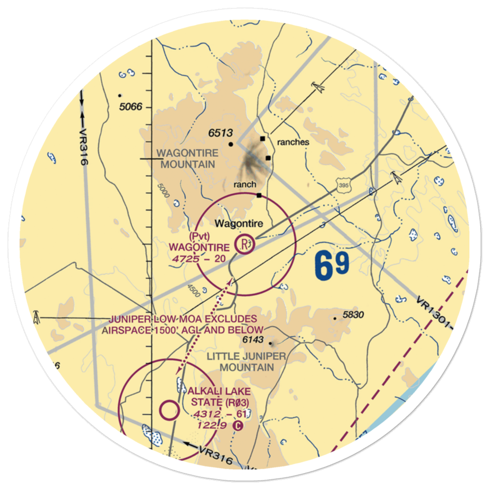 Wagontire Airport (81OR) VFR Sectional Sticker (30 mile) 