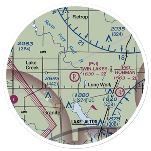 Twin Lakes Ranch Airport (81OK) VFR Sectional Sticker (20 mile)