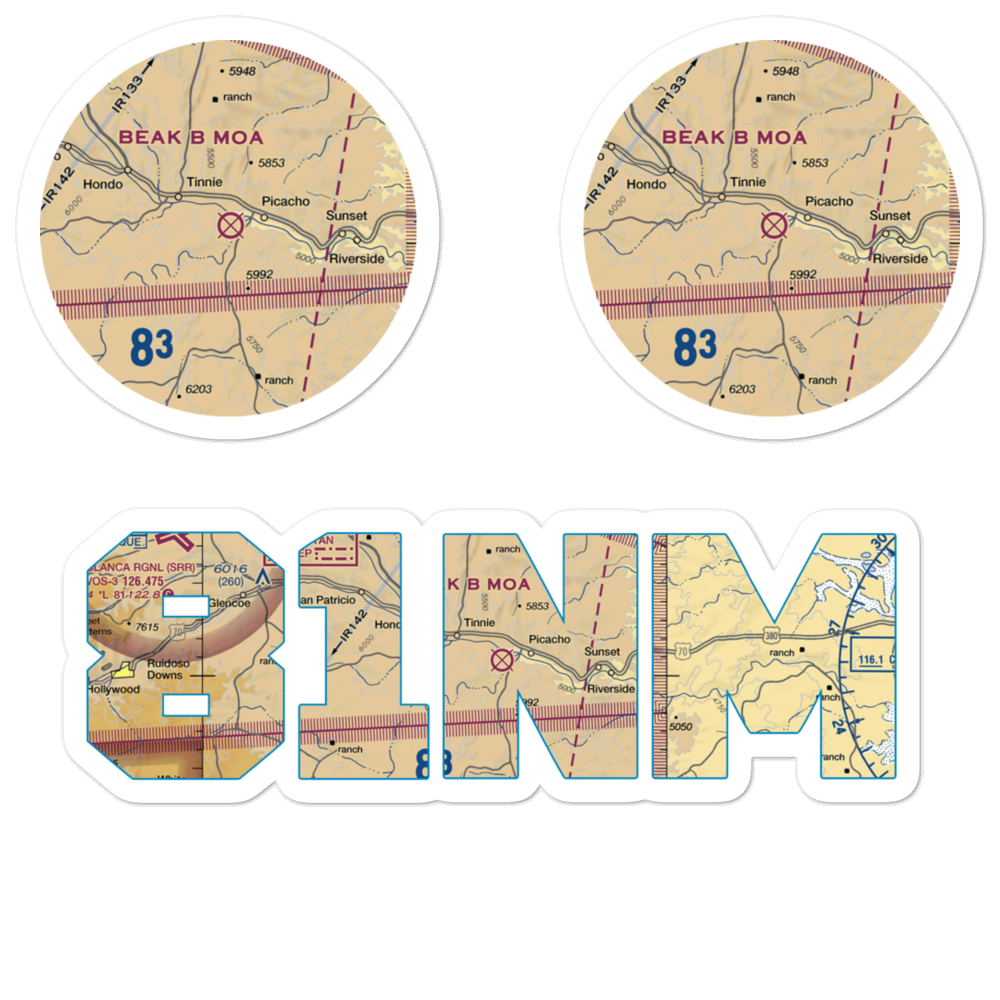 Diamond A Ranch Airport (81NM) VFR Sectional Sticker Pack 