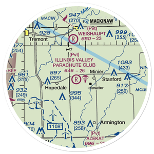 Illinois Valley Parachute Club Airport (81IL) VFR Sectional Sticker (20 mile)