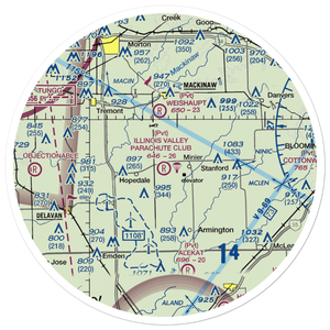 Illinois Valley Parachute Club Airport (81IL) VFR Sectional Sticker (30 mile)