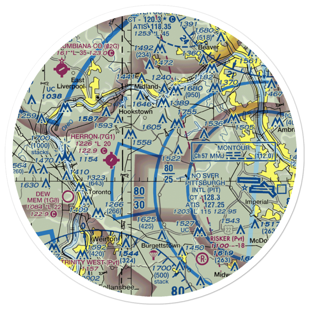 Hanny Beaver Airpark Inc Airport (80PN) VFR Sectional Sticker (30 mile) 