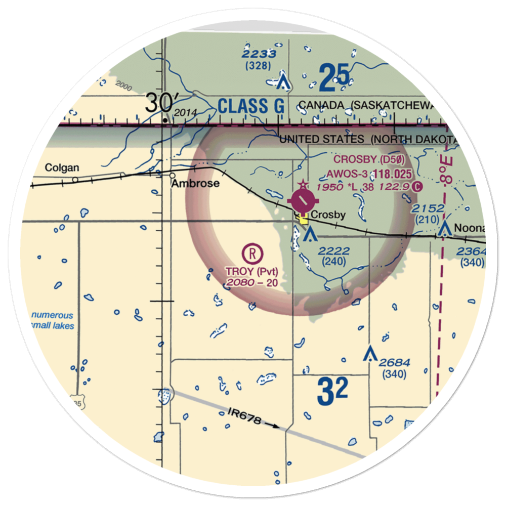 Troy Field (80ND) VFR Sectional Sticker (30 mile) 