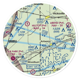 Gustin's /Private/ Airport (80IN) VFR Sectional Sticker (20 mile)