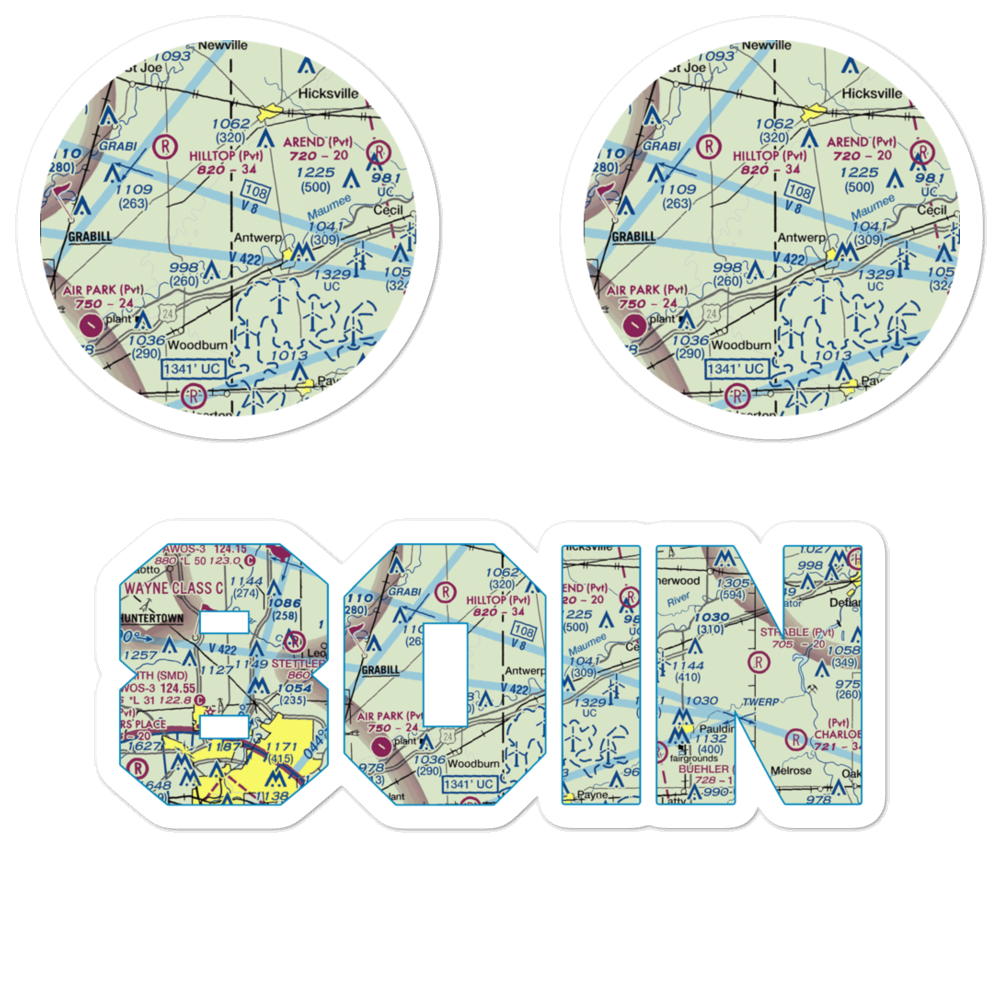 Gustin's /Private/ Airport (80IN) VFR Sectional Sticker Pack 