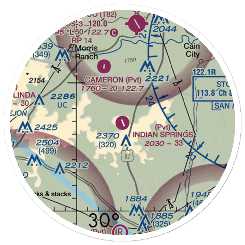 Indian Springs Ranch Airport (7XS7) VFR Sectional Sticker (20 mile) 