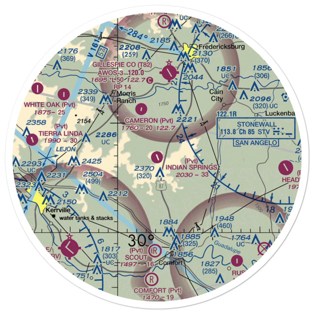 Indian Springs Ranch Airport (7XS7) VFR Sectional Sticker (30 mile) 