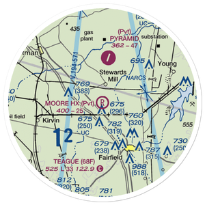 Moore Hx Ranch Airport (7XS6) VFR Sectional Sticker (20 mile)