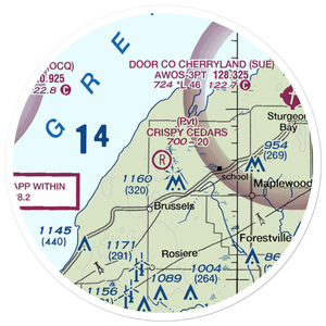 Crispy Cedars Airport (7WI8) VFR Sectional Sticker (20 mile)