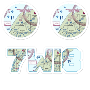 Crispy Cedars Airport (7WI8) VFR Sectional Sticker Pack