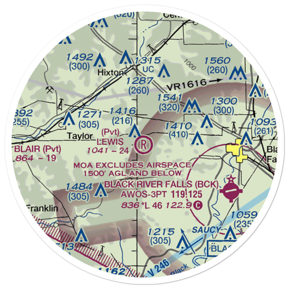 Lewis Airport (7WI4) VFR Sectional Sticker (20 mile) 