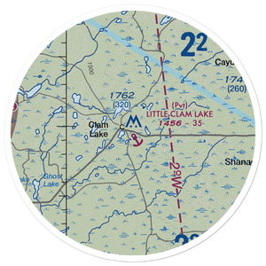 Little Clam Lake Seaplane Base (7WI1) VFR Sectional Sticker (20 mile)