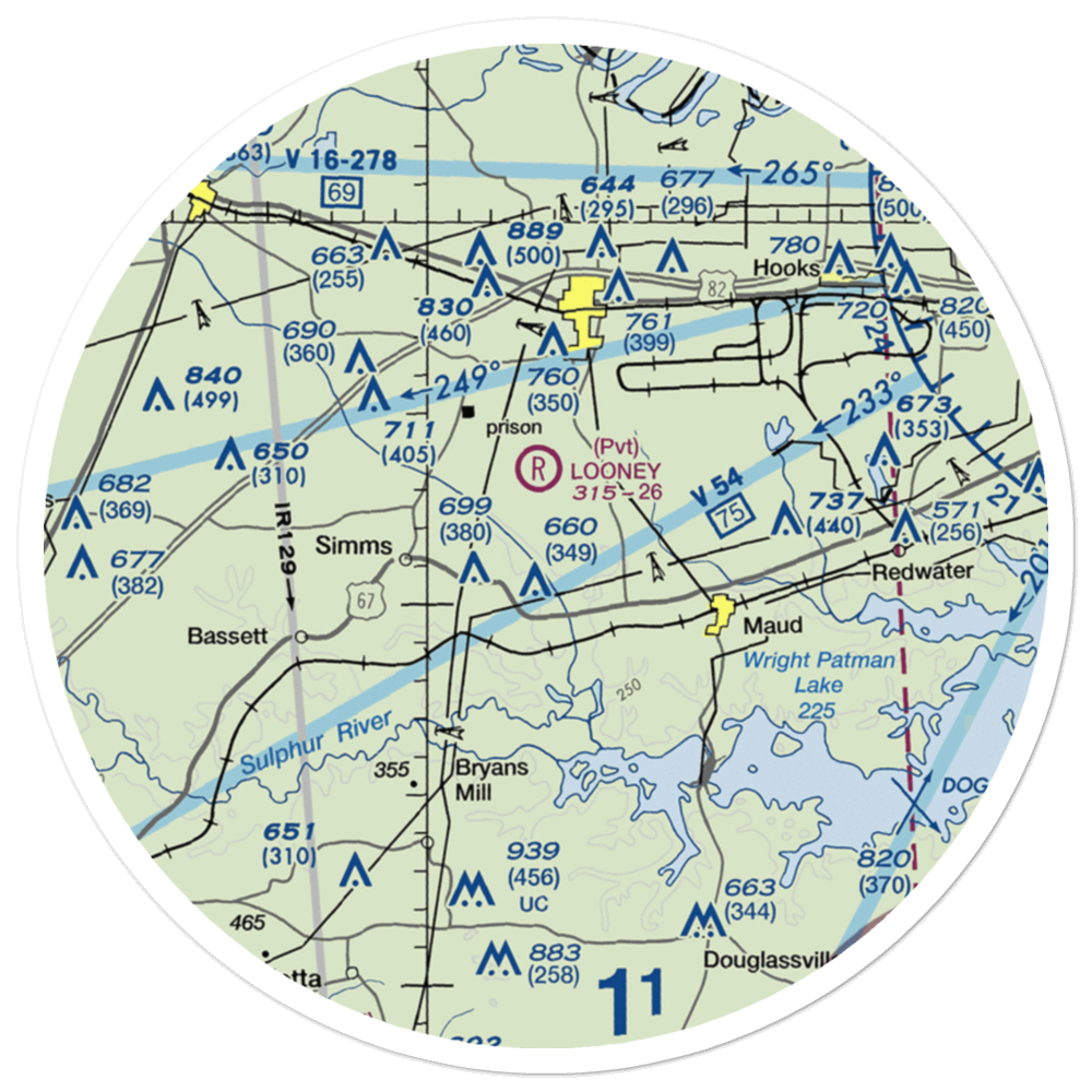 Ashford Field (7TX9) VFR Sectional Sticker (30 mile) 