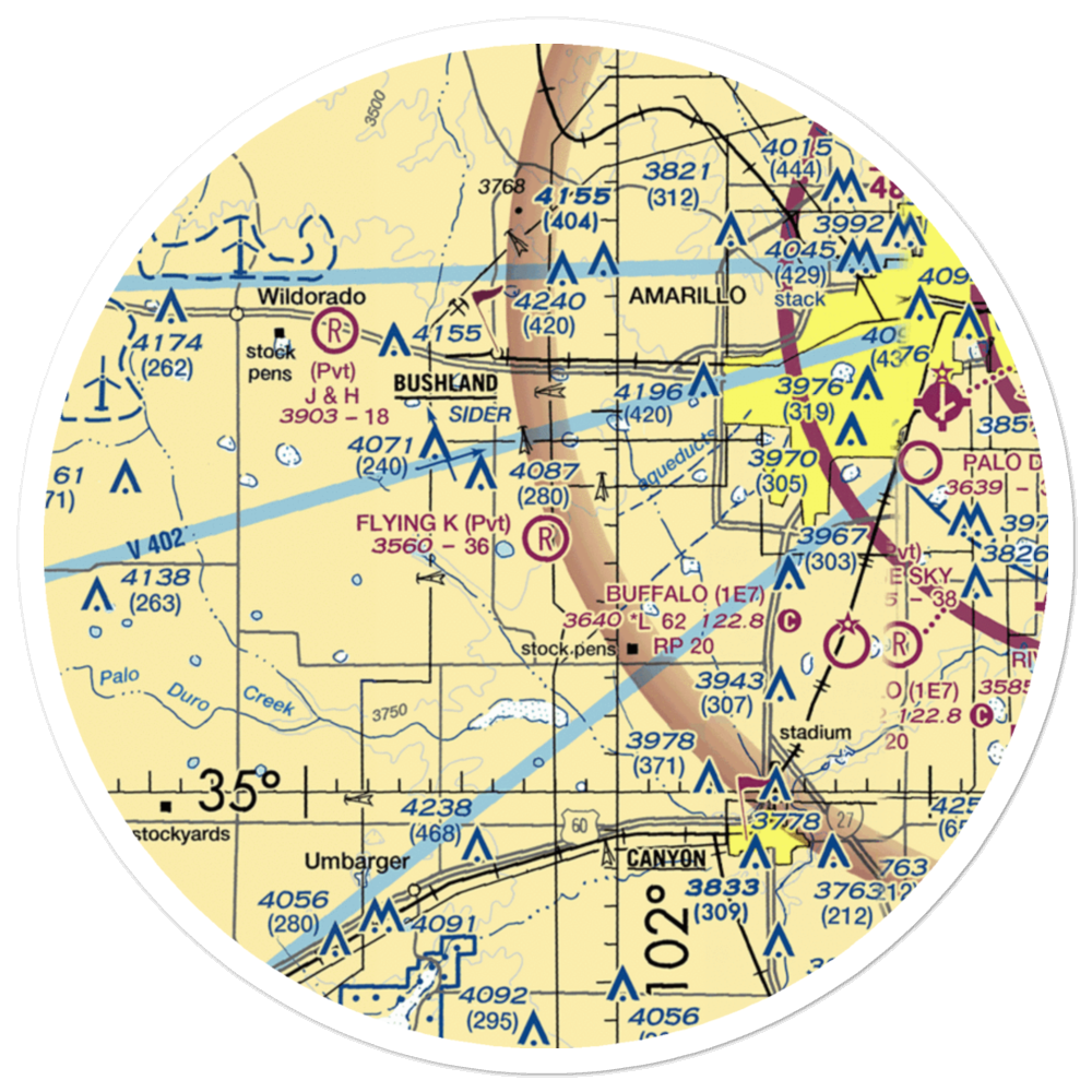 Flying K Airport (7TX8) VFR Sectional Sticker (30 mile) 