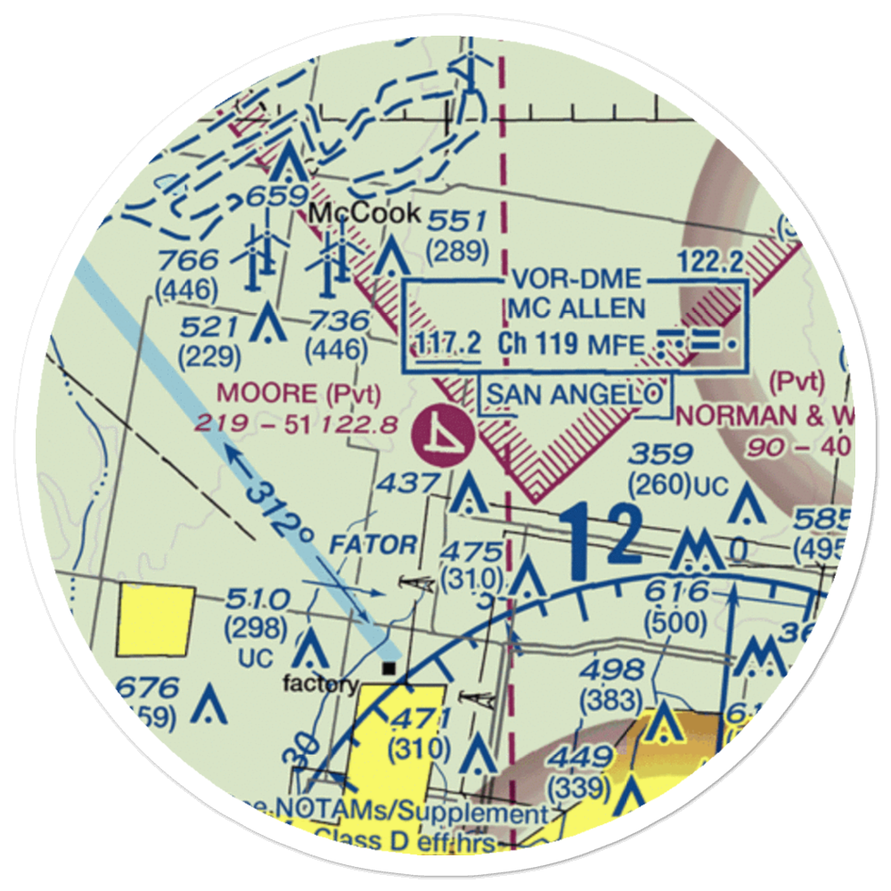 Moore Field (7TE7) VFR Sectional Sticker (20 mile) 