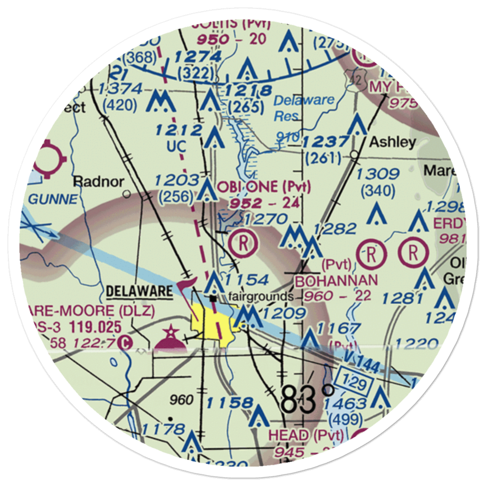 Obi One Airport (7OH3) VFR Sectional Sticker (20 mile) 