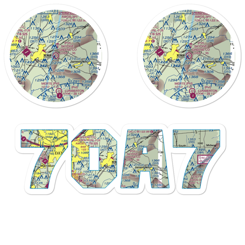 Skydive Greene County Inc Airport (7OA7) VFR Sectional Sticker Pack 