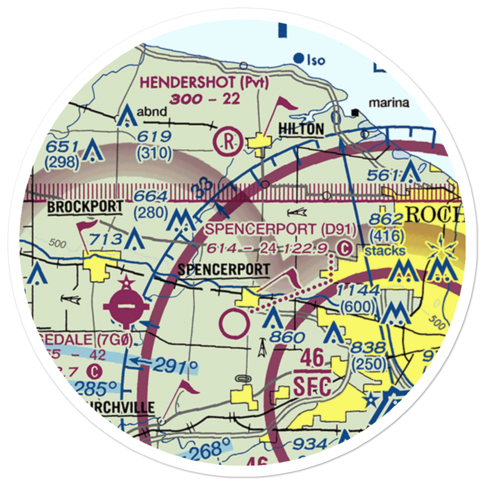 Ridge Road West Airport (7NK4) VFR Sectional Sticker (20 mile) 