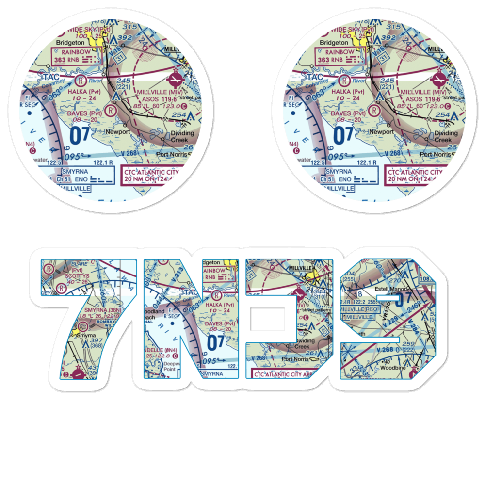 Dave's Aerodrome (7NJ9) VFR Sectional Sticker Pack 