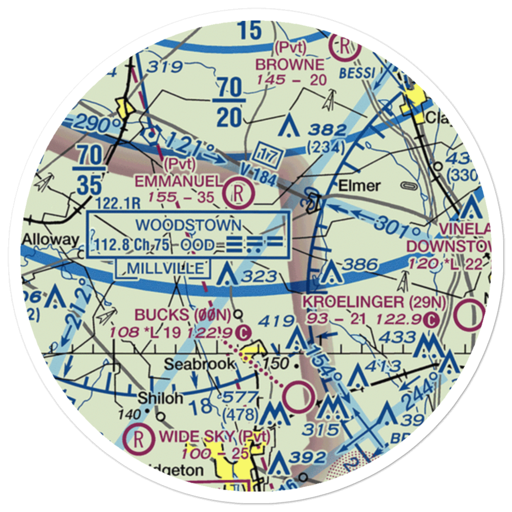 Coombs Airport (7NJ7) VFR Sectional Sticker (20 mile) 