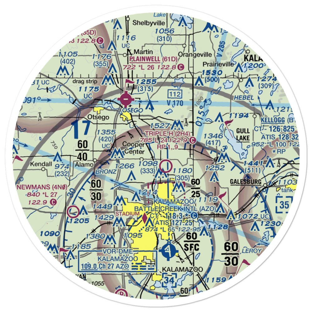 Walker Airport (7MI7) VFR Sectional Sticker (30 mile) 