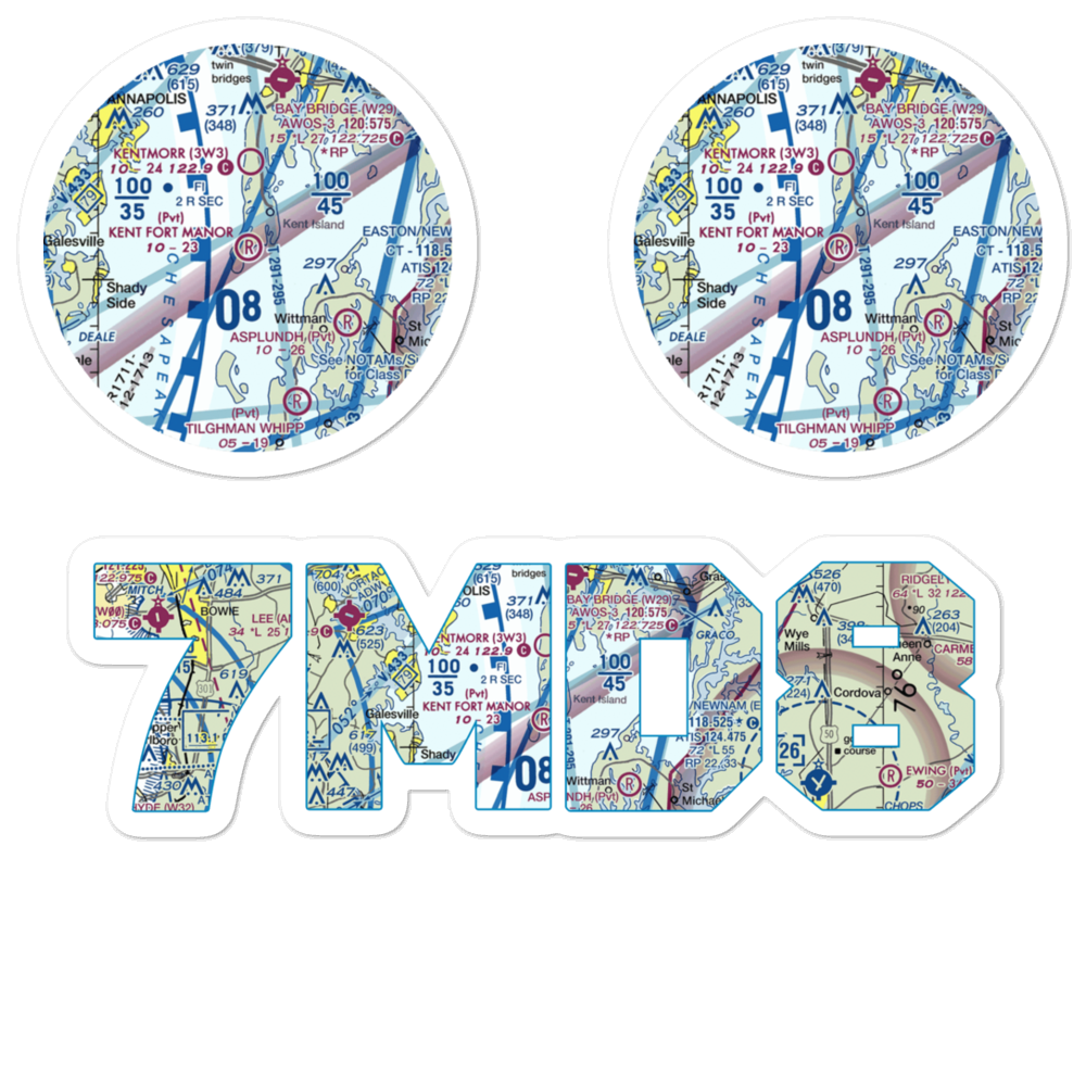 Kent Fort Manor Airport (7MD8) VFR Sectional Sticker Pack 