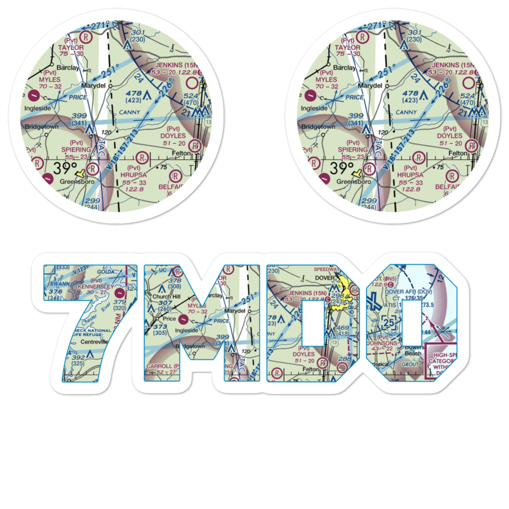 Our Domain Airport (7MD0) VFR Sectional Sticker Pack 