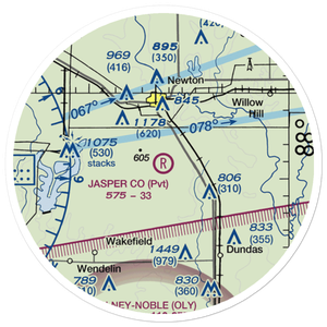 Jasper County Flying Club Airport (7LL3) VFR Sectional Sticker (20 mile)