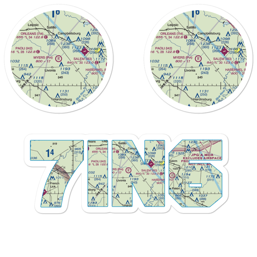 Myers Farm Airport (7IN6) VFR Sectional Sticker Pack 