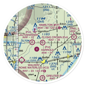Flying Crown Airport (7IN2) VFR Sectional Sticker (20 mile)