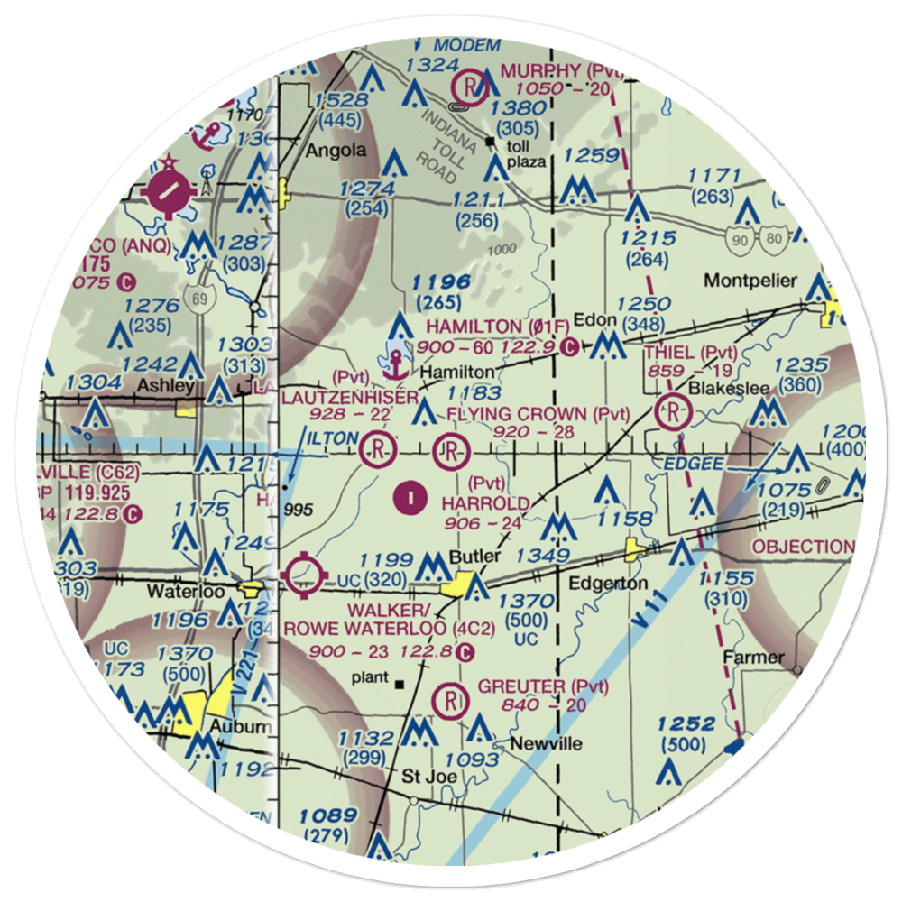 Flying Crown Airport (7IN2) VFR Sectional Sticker (30 mile) 