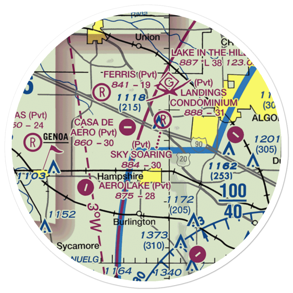 Edward Getzelman Airport (7IL7) VFR Sectional Sticker (20 mile) 