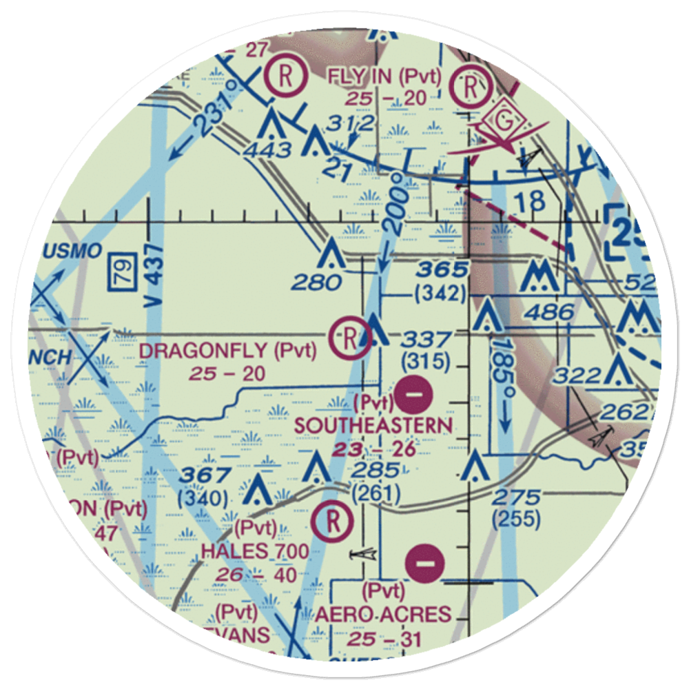 Dragonfly Airport (7FL8) VFR Sectional Sticker (20 mile) 