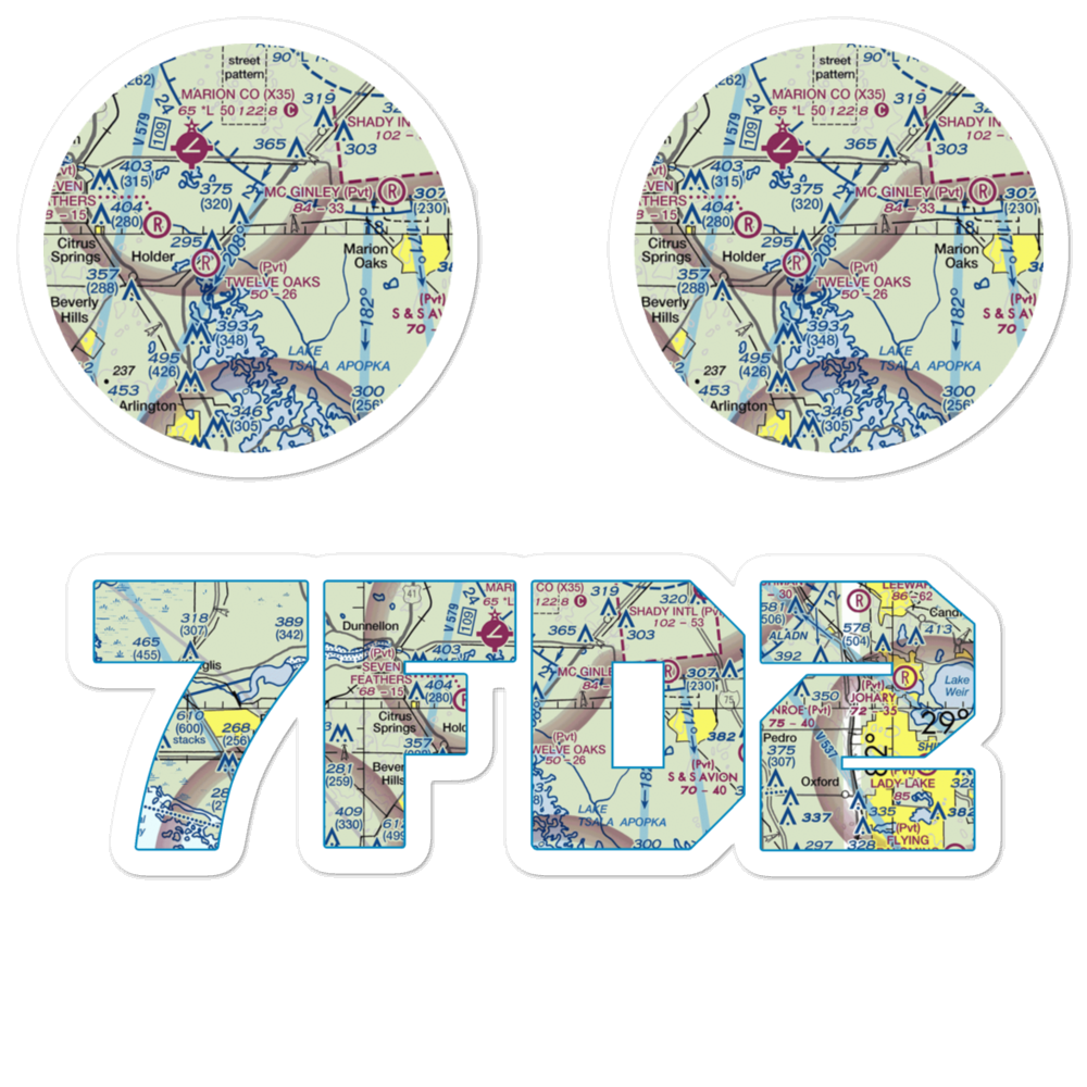 Drake Ranch Airport (7FD2) VFR Sectional Sticker Pack 