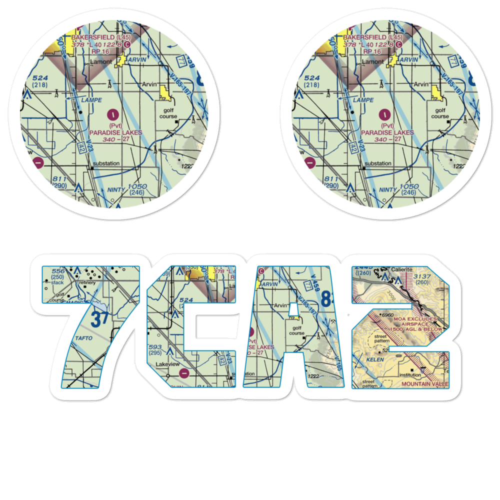 Paradise Lakes Airport (7CA2) VFR Sectional Sticker Pack 