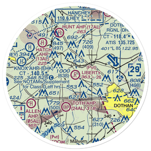 Liberty Field Airport (7AL5) VFR Sectional Sticker (20 mile)