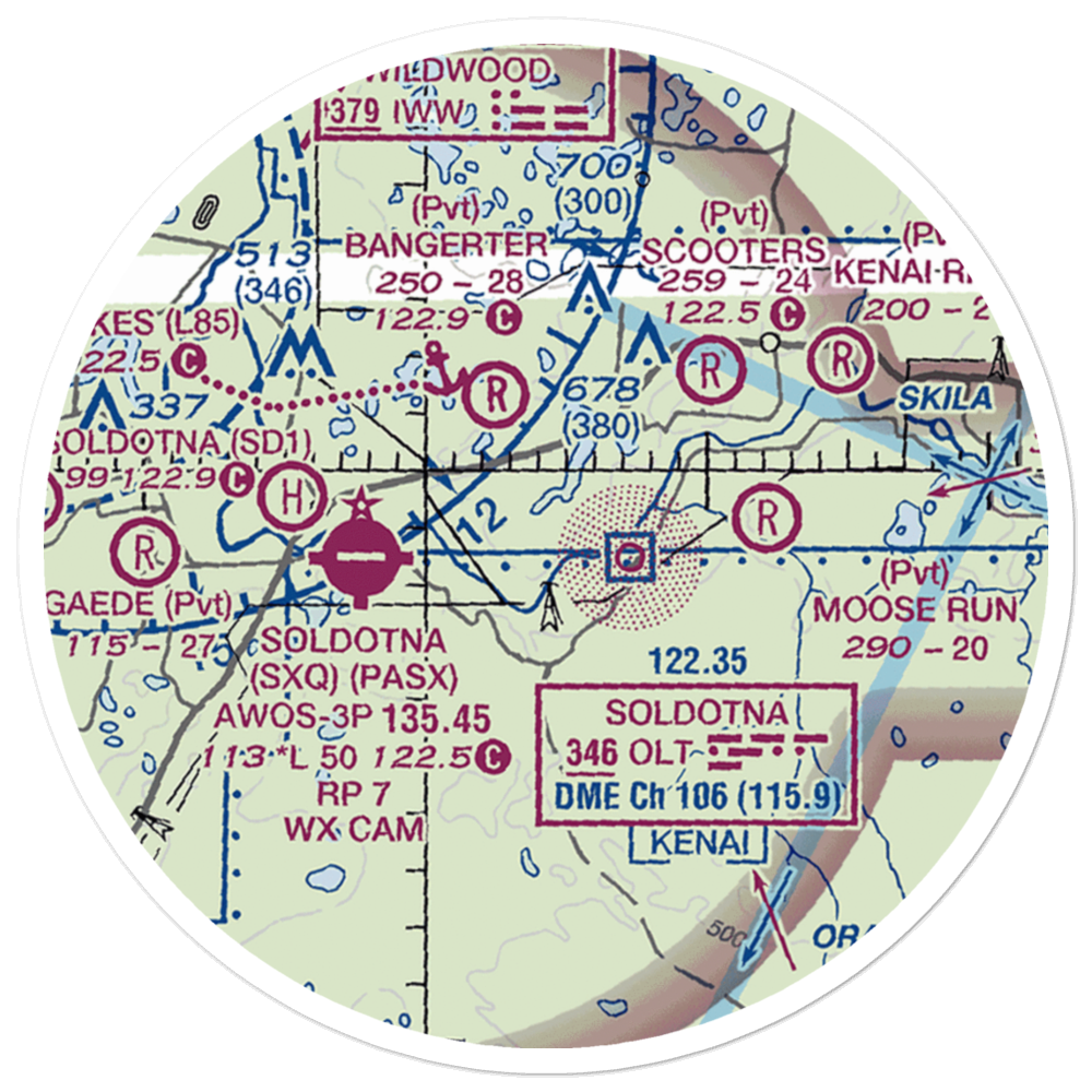 Dan France Airport (7AK6) VFR Sectional Sticker (20 mile) 