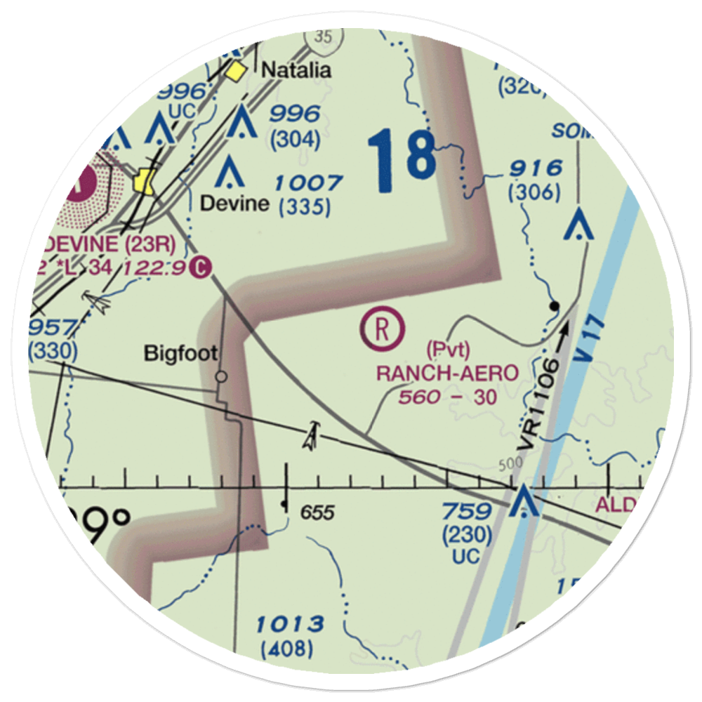 Ranch-Aero Airport (78TA) VFR Sectional Sticker (20 mile) 