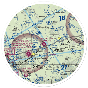 One Oak Airport (77KY) VFR Sectional Sticker (30 mile)