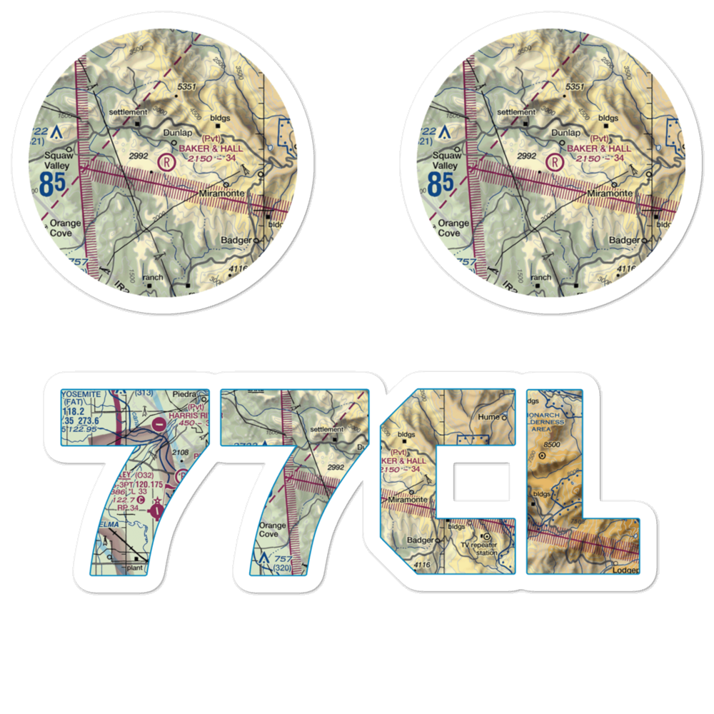 Baker & Hall Airport (77CL) VFR Sectional Sticker Pack 