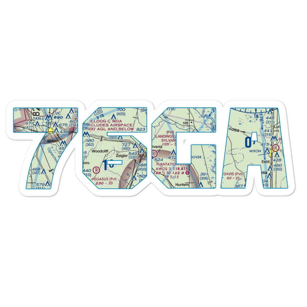 Landings East Sylvania Airport (76GA) VFR Sectional Sticker 