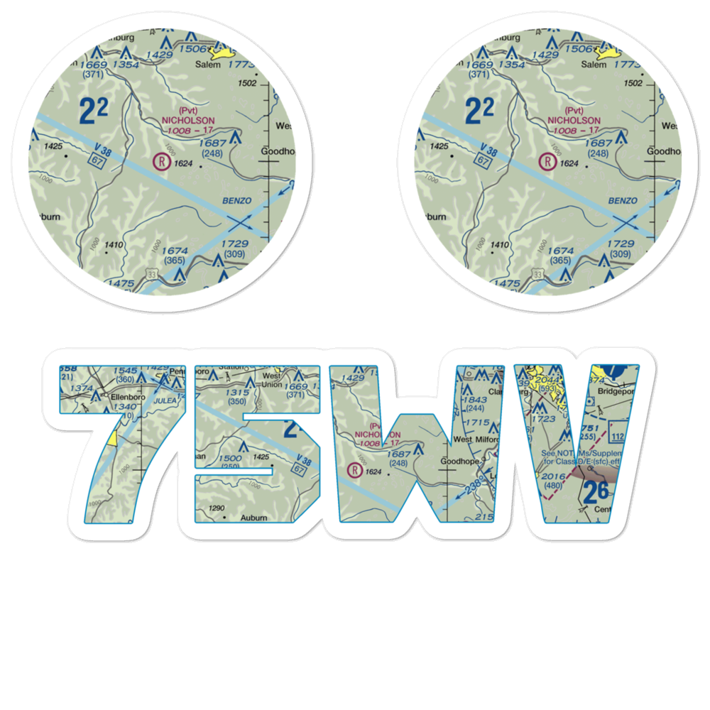 Nicholson Airport (75WV) VFR Sectional Sticker Pack 