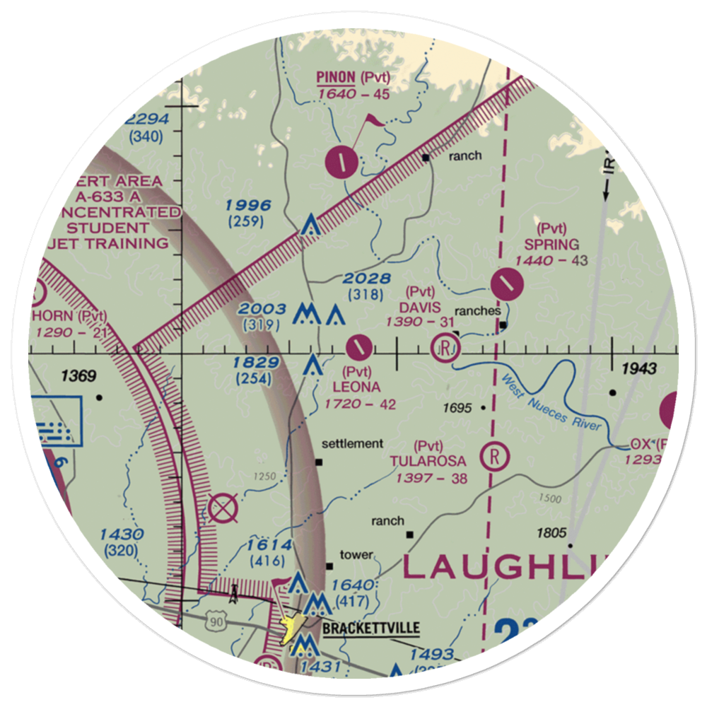 Leona Ranch Airport (75TX) VFR Sectional Sticker (30 mile) 
