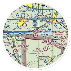 Venus Airport (75TS) VFR Sectional Sticker (20 mile)