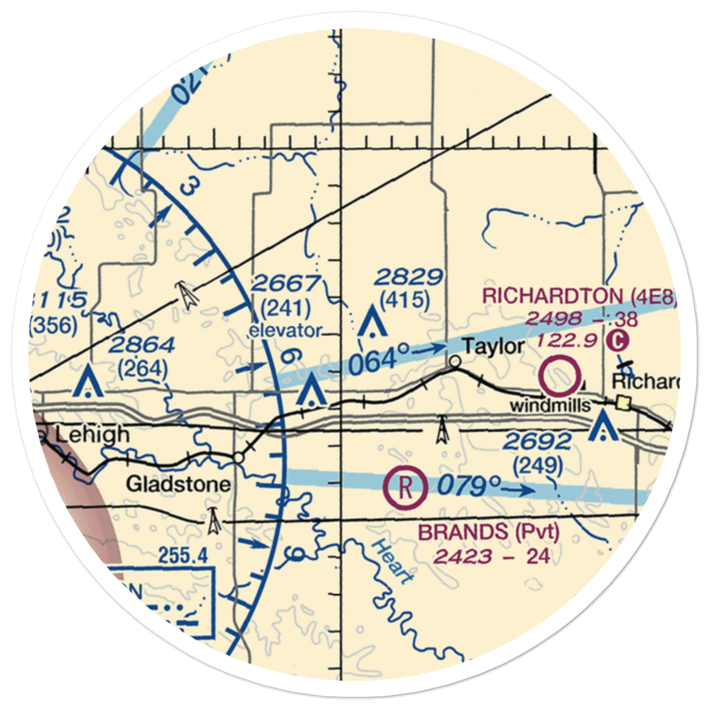 Jurgens Airstrip (75ND) VFR Sectional Sticker (20 mile) 