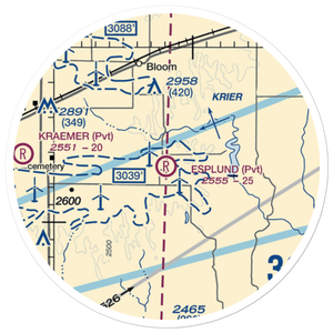 Esplund Farm Airport (75KS) VFR Sectional Sticker (20 mile)