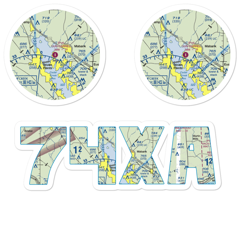 Gun Barrel City Airpark (74xa) VFR Sectional Sticker Pack 