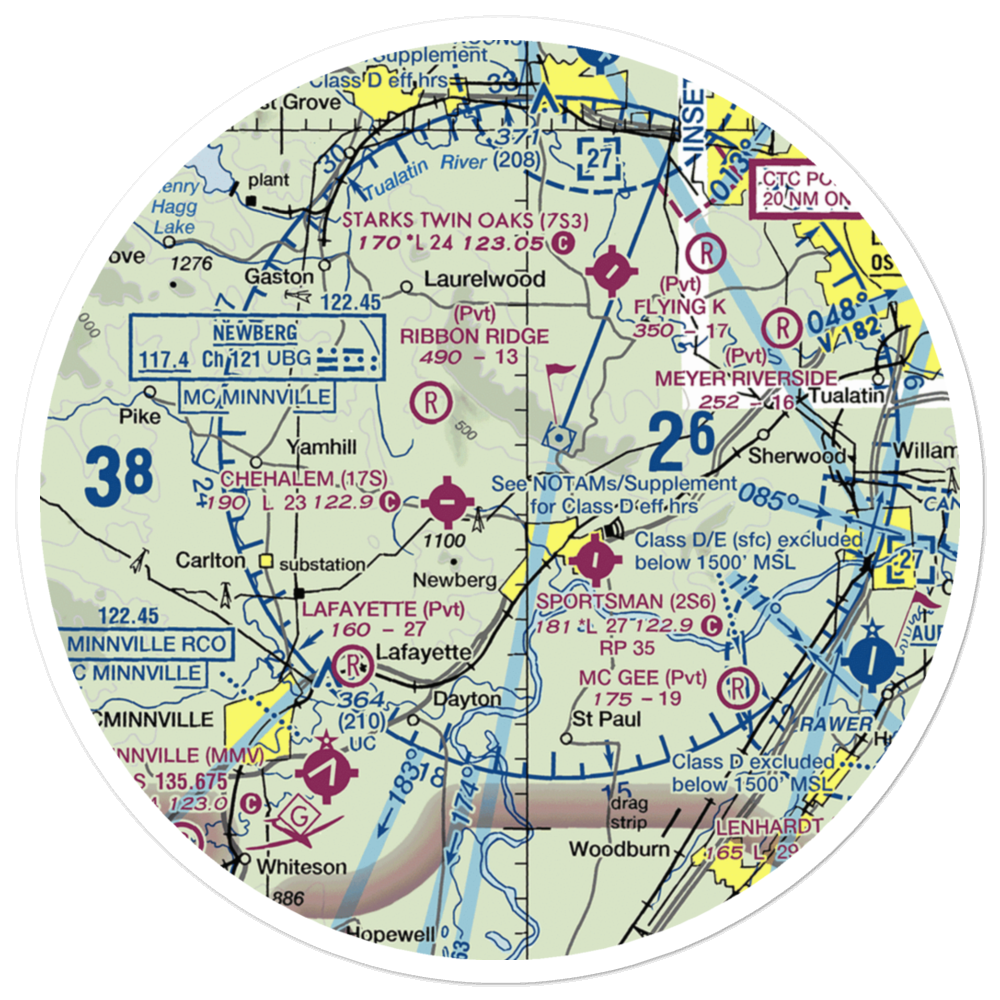 Stan Jost Airport (74OR) VFR Sectional Sticker (30 mile) 