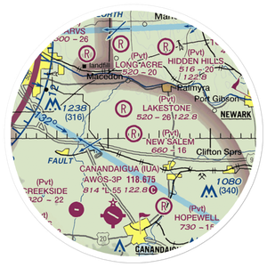New Salem Aerodrome (74NY) VFR Sectional Sticker (20 mile)