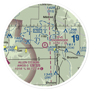 Ensminger Airport (74KS) VFR Sectional Sticker (20 mile)